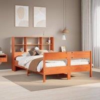 Berkfield Home Bookcase Bed without Mattress Wax Brown 160x200cm Solid Wood Pine | Size: 160x200 cm