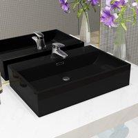 Berkfield Home Basin with Faucet Hole Ceramic Black 76x42.5x14.5 cm