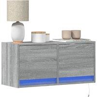 Berkfield Home TV Wall Cabinet with LED Lights Grey Sonoma 80x31x35 cm | Size: 80 x 31 x 35 cm