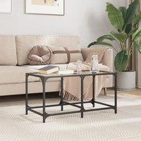 Berkfield Home Coffee Table with Transparent Glass Top 78.5x40x40 cm Steel in Brown