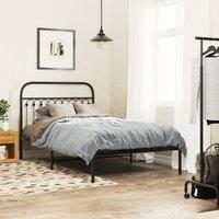 Berkfield Home Metal Bed Frame without Mattress with Headboard Black 107x203cm | Size: 107x203 cm