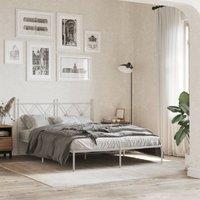 Berkfield Home Metal Bed Frame without Mattress with Headboard White 140x190cm | Size: 140x190 cm