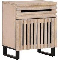 Berkfield Home Bedside Cabinet White 50x34x60 cm Solid Wood Mango | Size: 50 x 34 x 60 cm