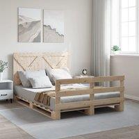 Berkfield Home Bed Frame without Mattress with Headboard 140x200 cm Solid Wood in Brown