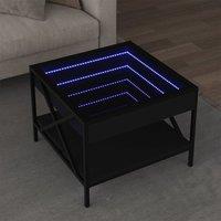Berkfield Home Coffee Table with Infinity LED Black 50x50x38 cm | Size: 50 x 50 x 38 cm