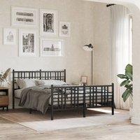 Berkfield Home Metal Bed Frame without Mattress with Footboard Black 140x190cm | Size: 140x190 cm