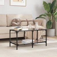 Berkfield Home Coffee Table with Black Glass Top 78.5x40x40 cm Steel