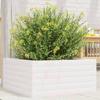 Berkfield Home Garden Planter White 50x50x23 cm Solid Wood Pine | Size: 50 x 50 x 23 cm