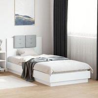 Bed Frame with LED without Mattress White 90x200 cm