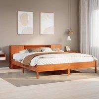 Berkfield Home Bookcase Bed without Mattress Wax Brown 200x200 cm Solid Wood Pine