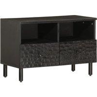 Berkfield Home TV Cabinet Black 70x33x46 cm Solid Wood Mango | Size: 70 x 33 x 46 cm