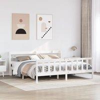 Bed Frame without Mattress White 200x200 cm Solid Wood Pine