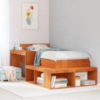 Berkfield Home Bedside Cabinet with Desk Wax Brown 222x107x75 cm Solid Wood Pine | Size: 222 x 107 x 75 cm