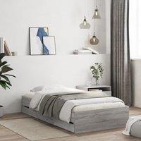 Berkfield Home Bed Frame with Drawers without Mattress Grey Sonoma 90x190 cm Single