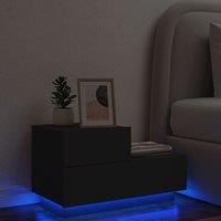 Berkfield Home Bedside Cabinet with LED Lights Black 70x36x40.5 cm
