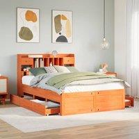 Berkfield Home Bookcase Bed without Mattress Wax Brown 140x190 cm Solid Wood Pine