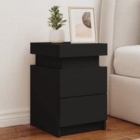 Bedside Cabinets with LED Lights 2 pcs Black 35x39x55 cm