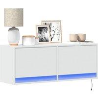 Berkfield Home TV Wall Cabinet with LED Lights White 100x31x35 cm | Size: 100 x 31 x 35 cm