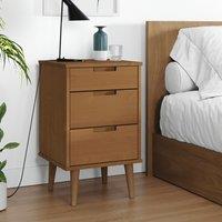 Berkfield Home Bedside Cabinet MOLDE Brown 40x35x65 cm Solid Wood Pine | Size: 40 x 35 x 65 cm