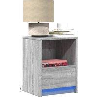 Berkfield Home Bedside Cabinets with LED Lights 2 pcs Grey Sonoma Engineered Wood