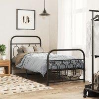 Berkfield Home Metal Bed Frame without Mattress with Footboard Black 80x200cm | Size: 80x200 cm