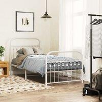 Berkfield Home Metal Bed Frame without Mattress with Footboard White 90x200cm | Size: 90x200 cm