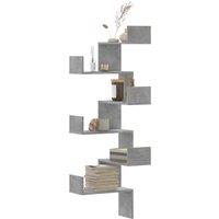 Berkfield Home Wall Corner Shelf Concrete Grey 45x45x147 cm Engineered Wood | Size: 45 x 45 x 147 cm