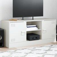 Berkfield Home TV Cabinet White 99x39x44 cm Steel | Size: 99 x 39 x 44 cm