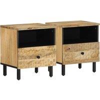 Berkfield Home Bedside Cabinets 2 pcs 40x33x46 cm Solid Wood Mango in Brown | Size: 40 x 33 x 46 cm