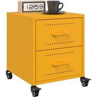 Berkfield Home Bedside Cabinets 2 pcs Mustard Yellow 36x39x43.5 cm Steel