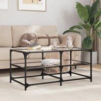 Berkfield Home Coffee Table with Transparent Glass Top 98.5x50x45 cm Steel in White