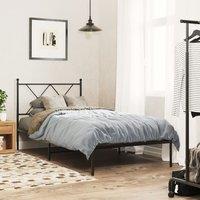 Berkfield Home Metal Bed Frame without Mattress with Headboard Black 90x190cm | Size: 90x190 cm