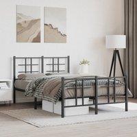 Metal Bed Frame without Mattress with Footboard Black 120x190cm