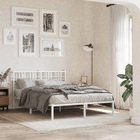 Metal Bed Frame without Mattress with Headboard White 135x190cm