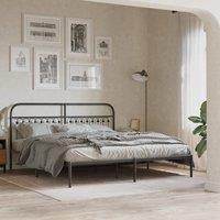 Berkfield Home Metal Bed Frame without Mattress with Headboard Black 183x203cm | Size: 183x203 cm