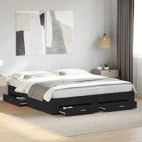 Berkfield Home Bed Frame with Drawers without Mattress Black 180x200 cm Super King
