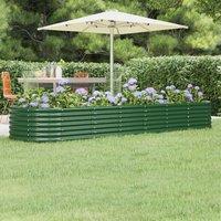 Berkfield Home Garden Raised Bed Powder-coated Steel 296x80x36 cm Green | Size: 296 x 80 x 36 cm