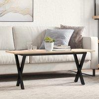 Berkfield Home Coffee Table X-Frame 110x40x45 cm Solid Wood Pine & Steel in Brown | Size: 110 x 40 x 45 cm