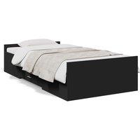 Bed Frame with Drawers without Mattress Black 75x190 cm Small Single