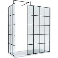 Balterley 8mm Glass Wetroom Screens Frame Design & Tray 1700 x 900mm in Black