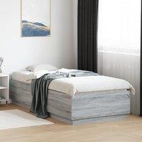 Berkfield Home Bed Frame with LED without Mattress Grey Sonoma 90x200 cm