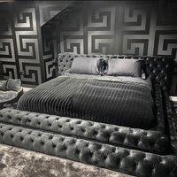 HOB Furniture Royal Emporium Bed, Luxury French Velvet - Hb 152 Cm, Charcoal | Size: Super King