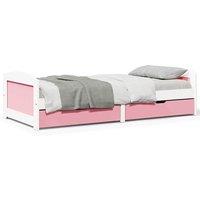 Berkfield Home Day Bed with 2 Drawers without Mattress IRUN White&Pink 90x200 cm in Pink