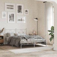 Metal Bed Frame without Mattress with Footboard White 140x200cm