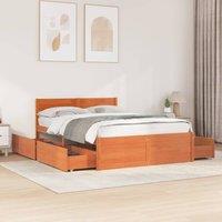 Bed Frame without Mattress Wax Brown 140x190 cm Solid Wood Pine