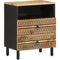Bed Cabinet Black 50x33x62 cm Solid Rough Wood Mango