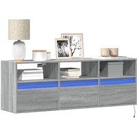 TV Wall Cabinet with LED Lights Grey Sonoma 130x31x45 cm