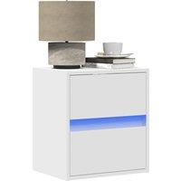 Berkfield Home Wall-mounted Bedside Cabinets with LED Lights 2 pcs White