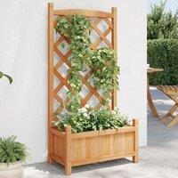 Planter with Trellis Brown Solid Wood Fir