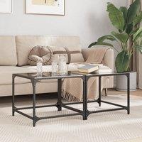 Berkfield Home Coffee Tables with Black Glass Top 2 pcs 50x50x40 cm Steel | Size: 50 x 50 x 40 cm